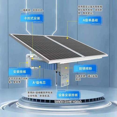 12V太阳能监控发电供电系统18V单晶硅光伏板锂电池无线 线户外充