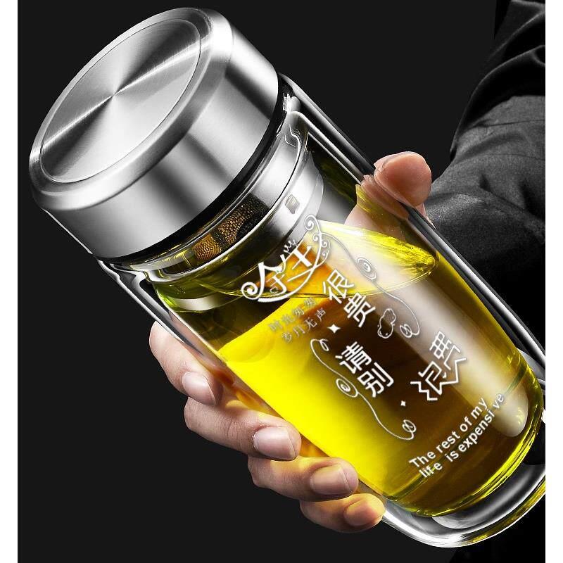 摔不烂的玻璃茶杯耐高温双层钢化保温杯水杯男款2025防摔隔热杯容
