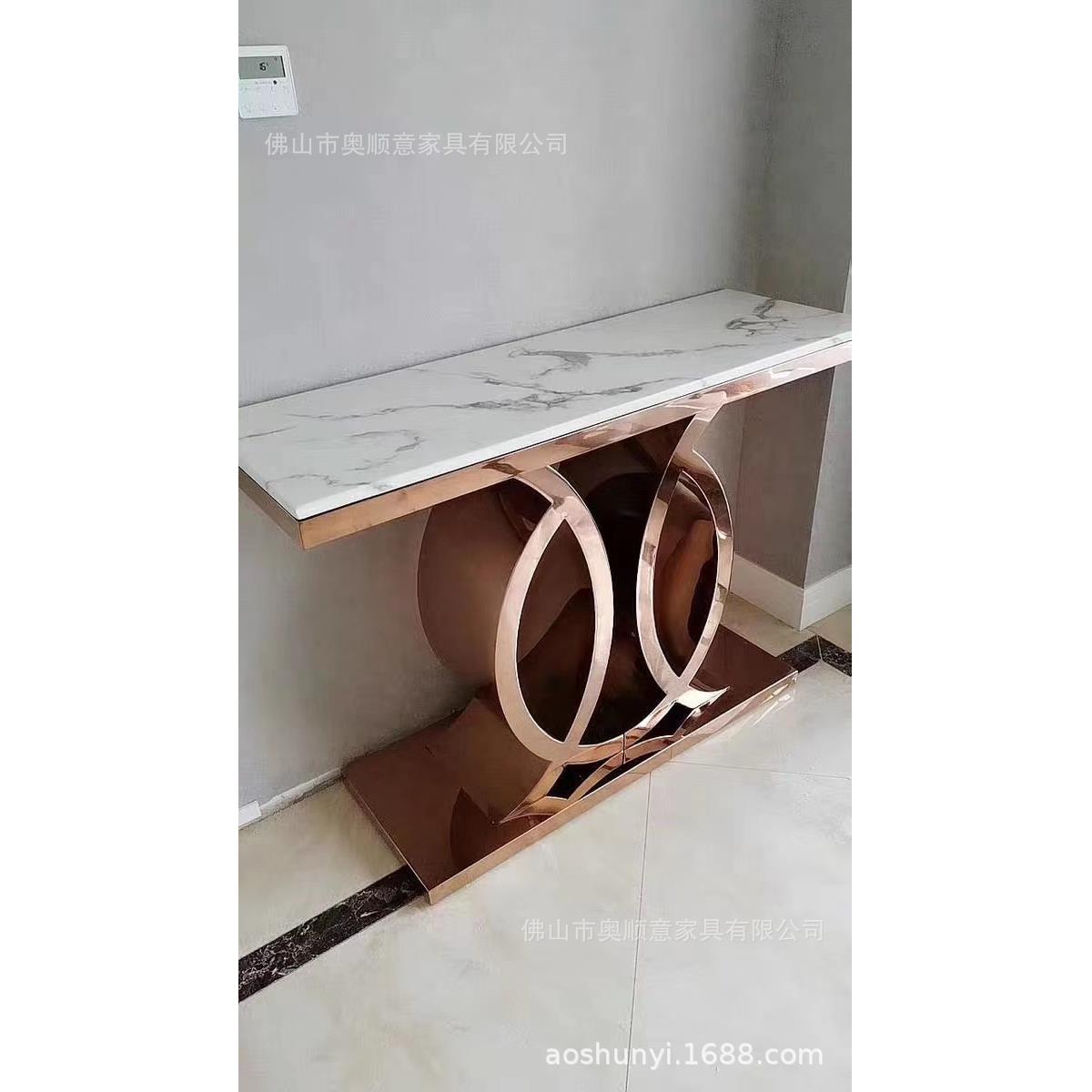 轻奢玄关石台关asy-xg柜现代大玄玄关桌子靠墙理不锈钢长条案台