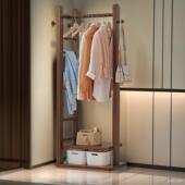 全实木落地家用卧室挂衣架胡桃简约现代多功能置物挂衣小衣帽架子