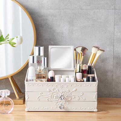 Cosmetic storage box with a girly design, suitable for deskt