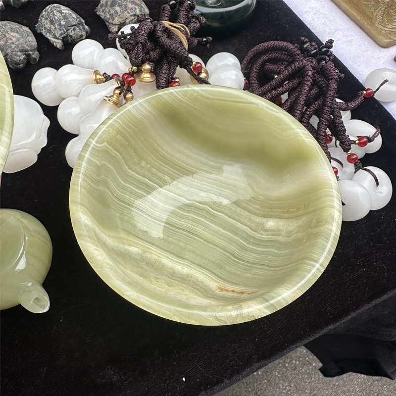 厂家批发阿富汗玉青花玉碗 主人杯功夫品茗茶碗 摆件玉工艺品直播