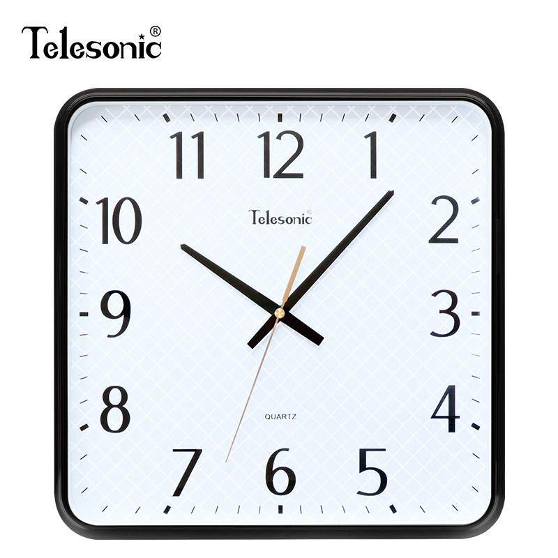 TELESONIC/天王星时尚方形挂钟简约客厅石英钟静音卧室书房时钟表