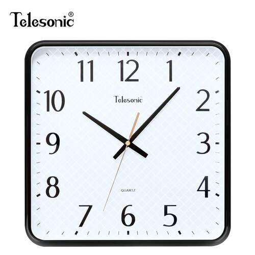 TELESONIC/天王星时尚方形挂钟简约客厅石英钟静音卧室书房时钟表