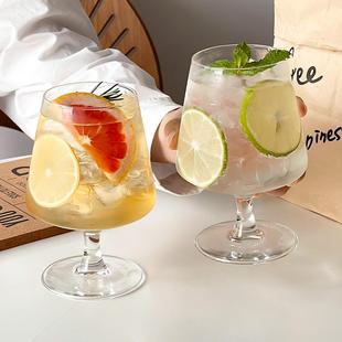 ins风菱形矮脚玻璃杯饮品杯高颜值鸡尾酒杯冷咖啡杯苏打气泡水杯