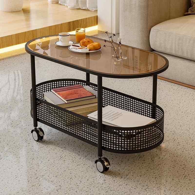 高档创意中古沙用发边几可移动几小推车网红板小桌岩子客厅家置物