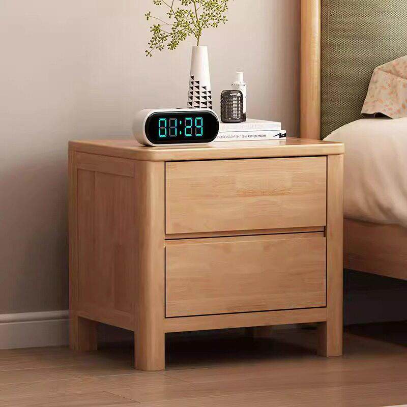 北欧全实木床头柜橡胶木床边柜现代简约卧室家用小型收纳柜免安装
