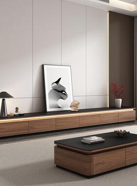 实木岩板落地电视柜几茶灯组合客厅F989ST6S家用氛围长条地带台柜