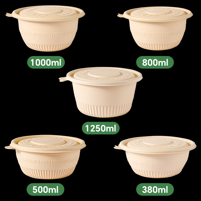 一次性餐盒食品级可微波炉加热耐高温带盖圆形用餐碗饭盒打包盒子