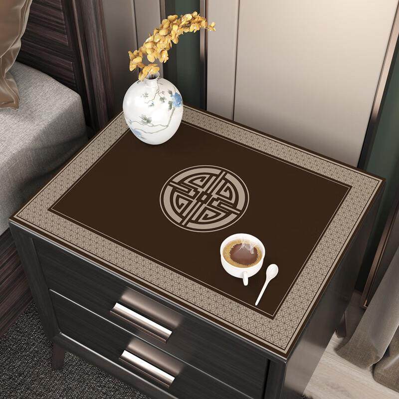 新中式床头柜垫硅胶桌布免洗防水防油轻奢高级感桌垫防尘冰箱盖布