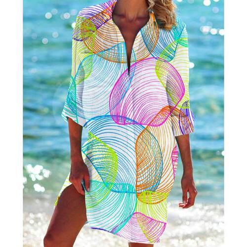 Bikini jacket, shirt, swimsuit, cardigan, women's printed