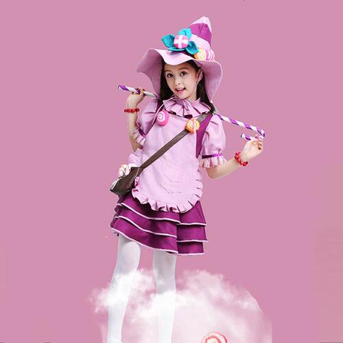 万圣节儿童连衣裙服装cos女童糖果精灵女巫拐杖装扮女孩演出服