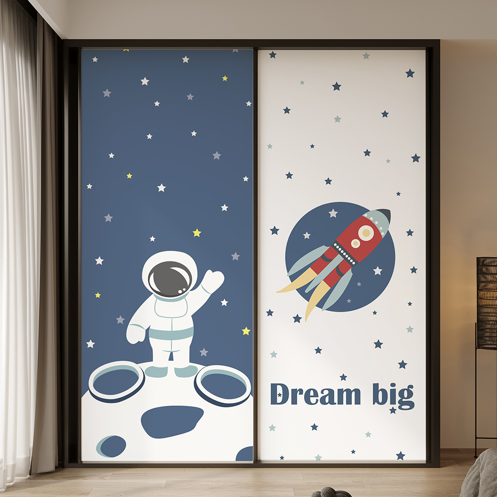 儿童衣柜门贴纸自粘电梯门玻璃移门木门翻新房间布置装饰防水壁纸