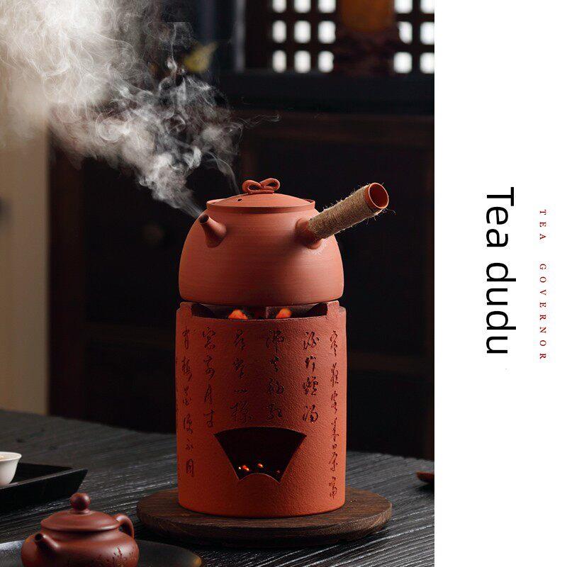 茶都督红泥砂铫煮水壶玉书煨纯手工烧水炭炉侧把围炉煮茶潮州水木