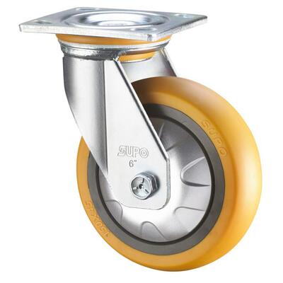 SUPO向荣动力8寸承重型万向橙色圆面PU聚氨酯脚轮Z07S-01-200-262