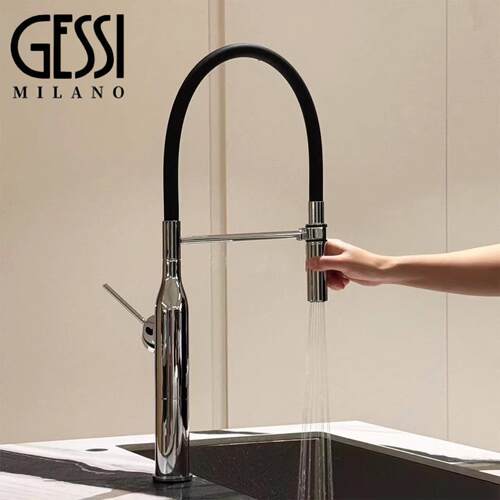 意大利GESSI捷仕抽拉式厨房冷热水龙头全铜可旋转洗菜盆水槽龙头