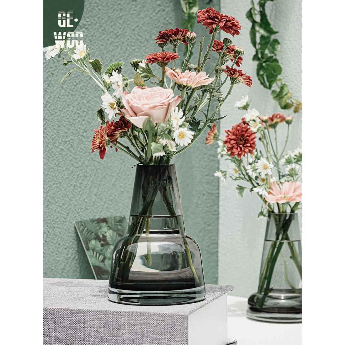 玻璃花瓶装饰客厅花瓶无障碍豪华高端流行水培花瓶高端斯堪的纳维