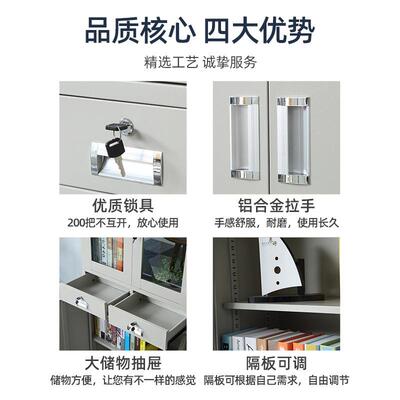 钢制文件柜柜办公皮柜档案柜带锁文件收纳财务凭证文件柜柜员铁工