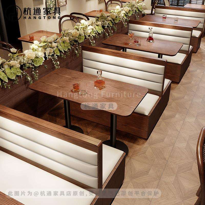复古西餐厅桌椅组合咖啡厅音乐餐吧桌椅酒吧主题餐厅卡座沙发