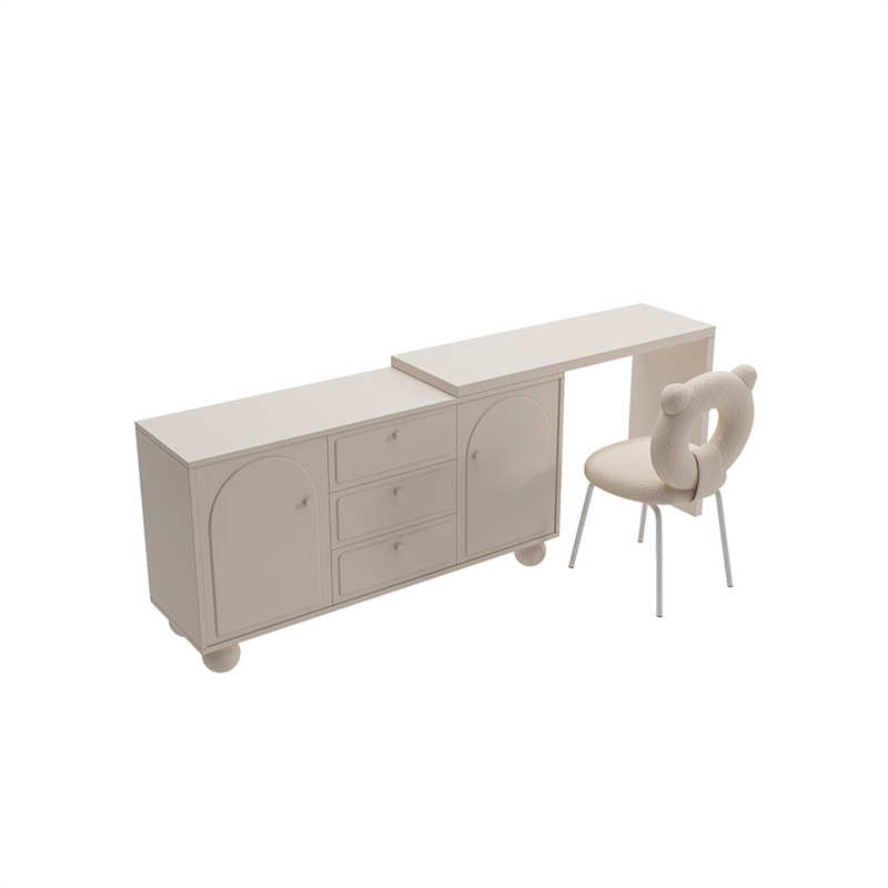 法式奶油风实木梳妆台简约现代化妆桌书桌斗柜一体主卧室化妆桌柜