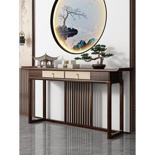 新中式玄关桌中堂条案乌金木入户靠墙客厅供桌轻奢案几实木玄关柜