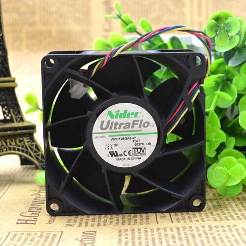 原装NIDEC 四线 12V 1.4A 双滚珠高转速服务器风扇V80E12BGA5-57