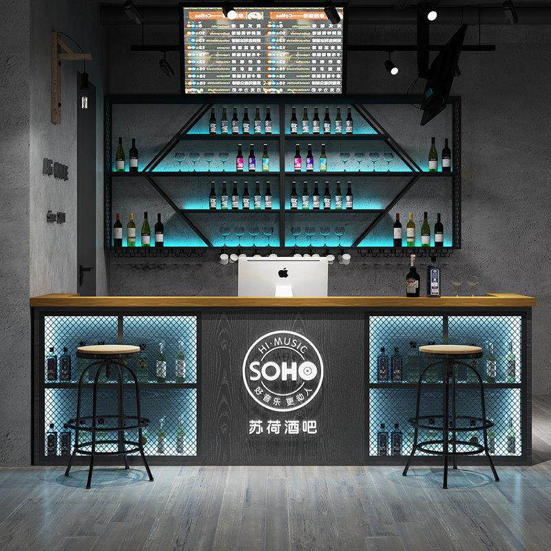 工业风收银柜台覆古饭厅烧烤店酒吧吧台餐饮商用铁艺转角前台接待