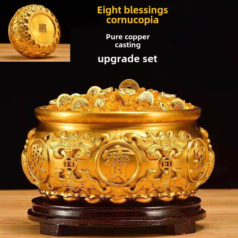 采购产品纯铜聚宝盆饰品,吸引财富,家庭客厅,入口,前台装饰,