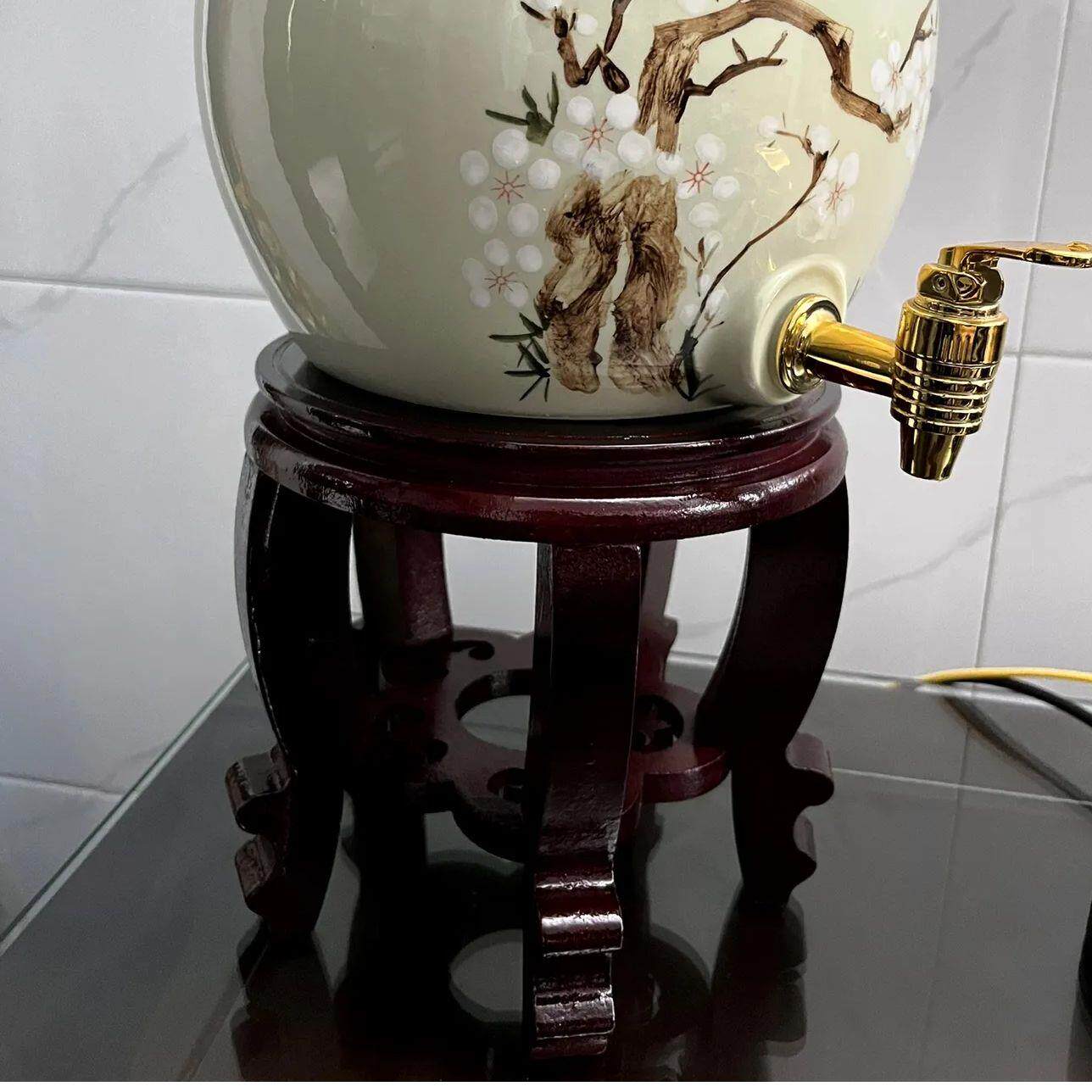 圆形加高花盆栽底座奇石佛像聚宝盆花瓶工艺品鱼缸客厅木托花架子