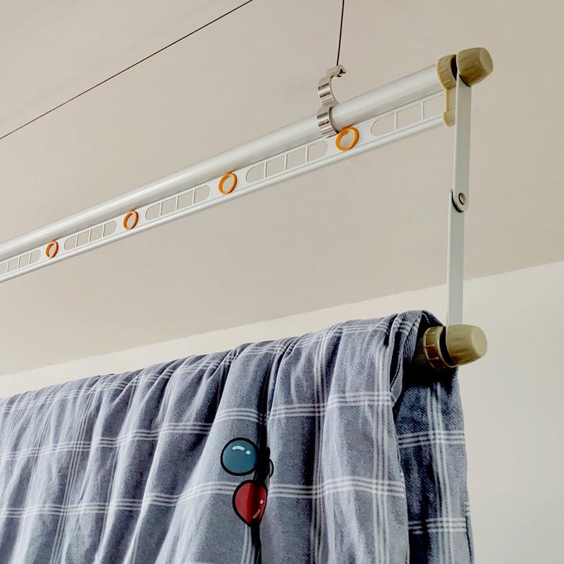 晾衣架单杆式晒被杆单竿阳台单排手动高低杆晒衣架凉衣架手摇东龙