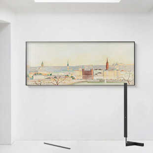 城市墙瑞典房屋街景挂画沙发奢背景简约风景艺术家油画客厅ins轻