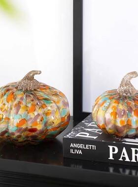 木南南瓜摆件琉璃炫彩南瓜玄关书桌酒柜摆件琉璃艺术品家居装饰品