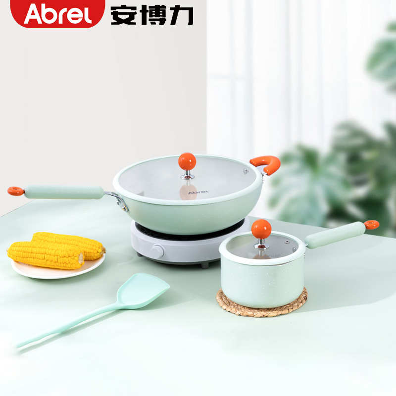 安博力匠星抗菌炒锅燃气灶电磁炉通用烙饼煎牛排家用不粘锅平底锅