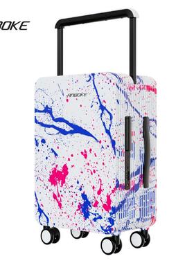 高档白色行李箱0寸登机箱2女2025新码款24高级密男中置宽拉杆寸旅