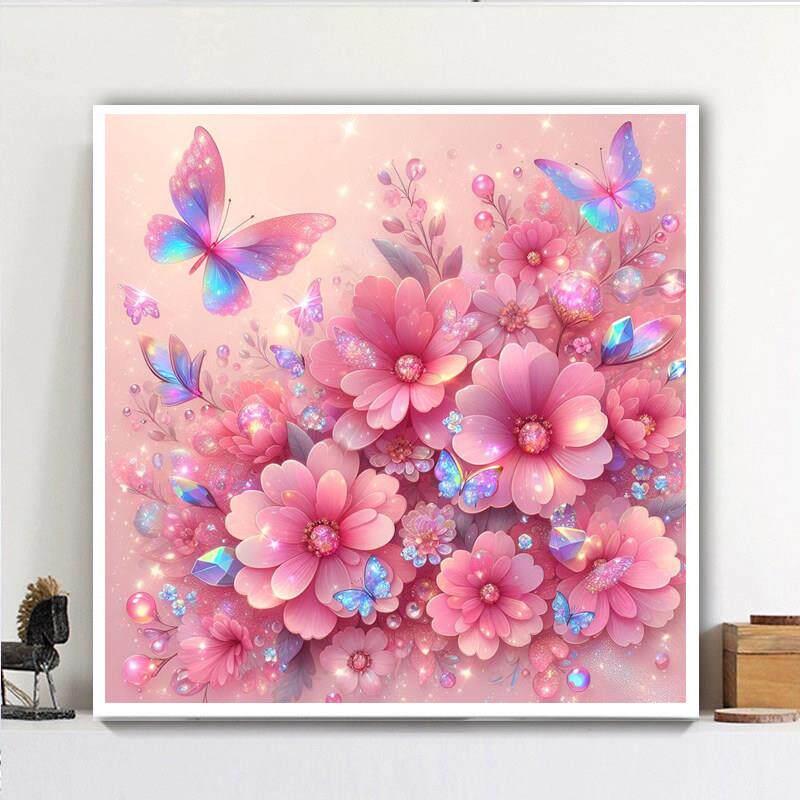 高颜值ins蝴蝶花卉diy钻石画2025新款手工5d点贴钻十字绣客厅满钻