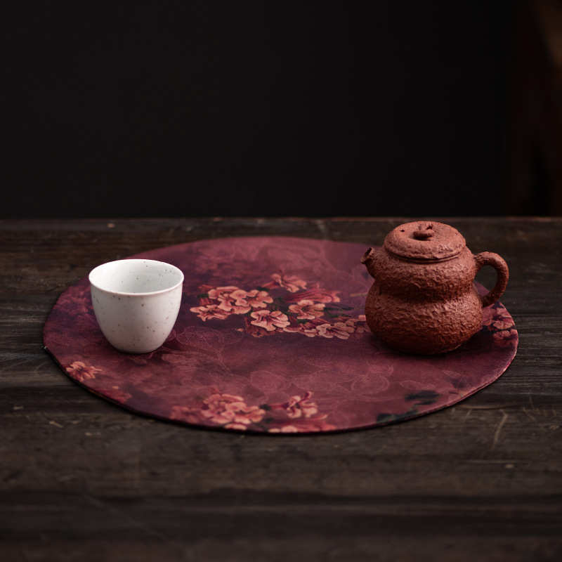 双面圆形云纱茶席干泡茶垫隔热垫小茶席垫茶桌布茶具配件新品