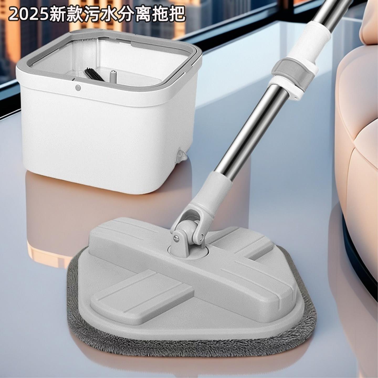 拖把家用一拖净污干湿两用2025新款旋转单桶懒人免手洗墩拖地拖布