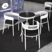 餐桌商用洽谈圆桌工业风桌椅组合咖啡厅奶茶店休闲区网红餐厅铁艺