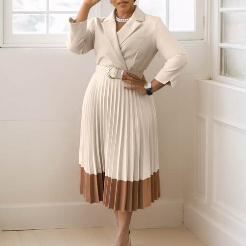 two-piece set woman 2025 Fashion Women Elegant Pleated Dress