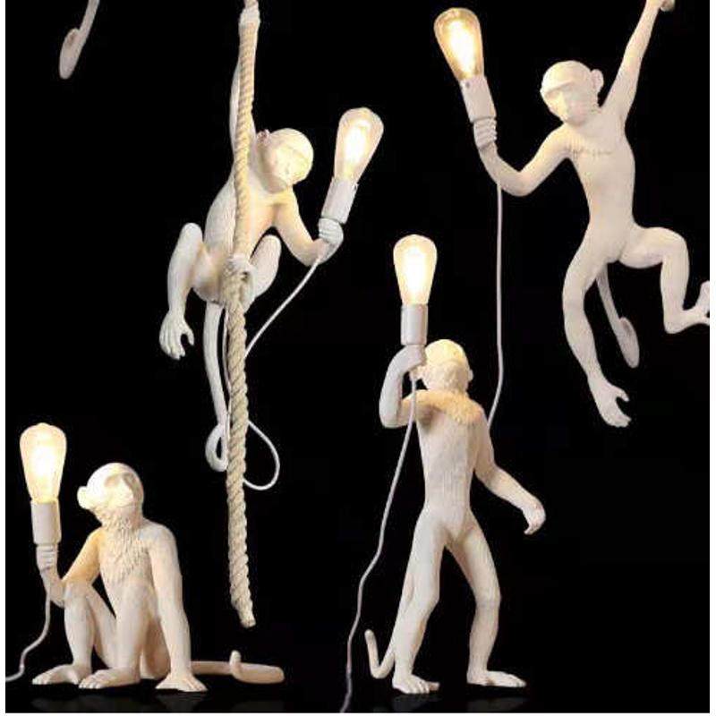 创意个性猴子灯工业风动物餐厅儿童房服装店橱窗麻绳吊灯壁灯台灯,家装灯饰光源,成套灯具,淘宝优惠券,粉丝福利购,淘宝优惠卷