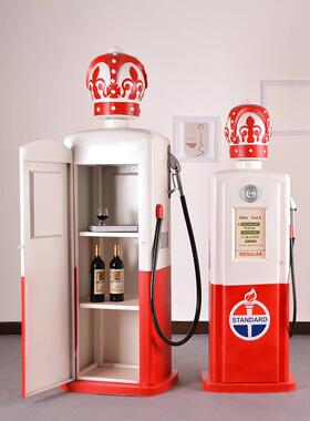 双面大号老式加油机模型铁艺复古工业酒吧摆件大型客餐厅落地装饰