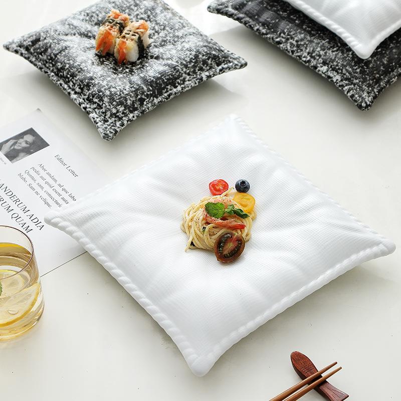 花边枕头沙拉盘陶瓷冷菜盘家用简约凉菜摆盘创意西餐盘商用点心盘