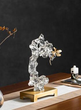 艺贝子新中透明太意湖软NRL石假山摆件中古茶室禅意式样板间装创