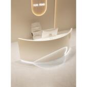 出纳现代极简主义公司前台美容院服装 店弯曲吧台前台发廊欢迎台