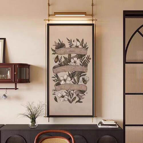 中式新中式风景花卉客厅入户玄关走廊过道书房餐厅铁艺装饰画