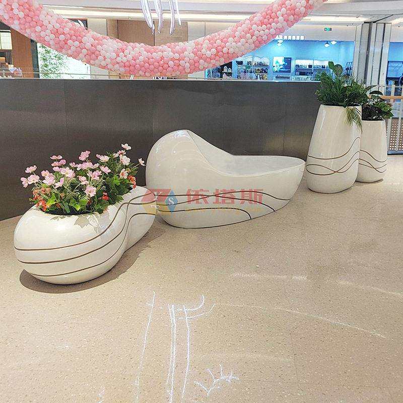 依塔斯玻璃钢花盆组合商场美陈圆异形造型大花坛商业街景观花钵