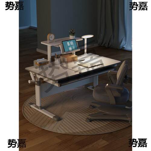 Q&儿童学习桌椅家用实木可升降客厅极简大白书桌中学生写字套