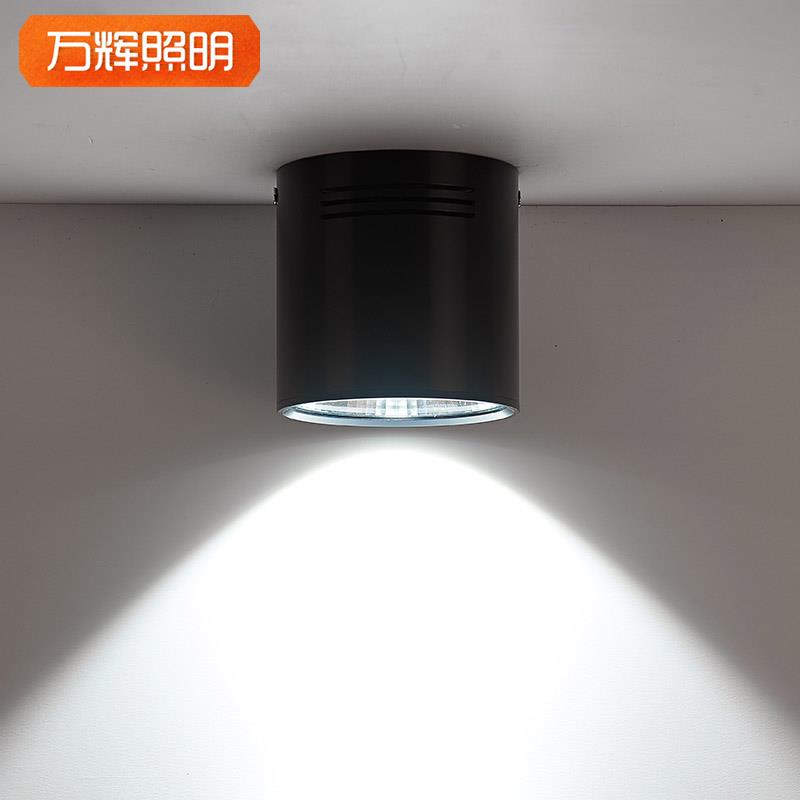 明装筒灯led圆形黑色COB吸顶式4寸5寸6寸8寸射灯北欧家用过道吊线