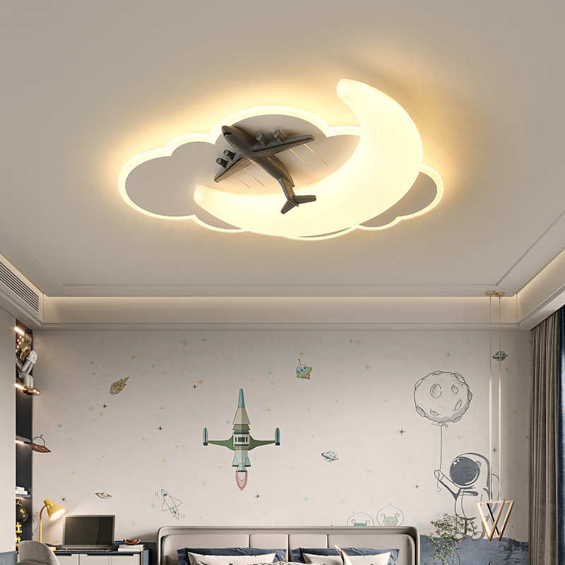 儿童房灯飞机灯男孩卧室灯 创意卡通led儿童飞机吸顶灯幼儿园灯具