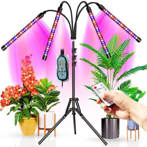 跨境热销新款落地三脚支架带遥控开关四管植物灯室内红蓝植物补光